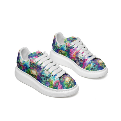 Tie Dye Skulls Platform Custom Sneakers | Unisex | Freaky Shoes®