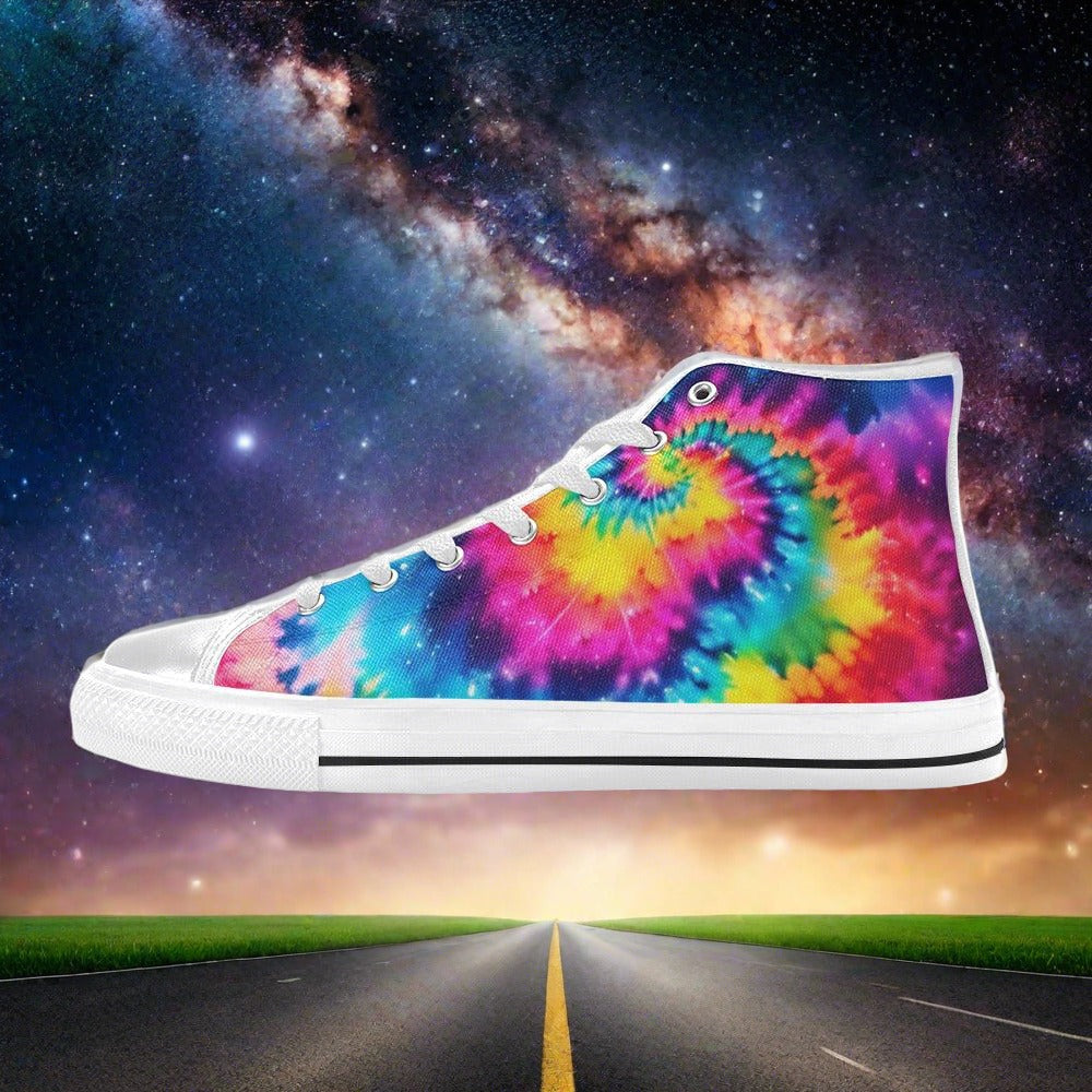 Aurora Borealis Crimson Black Unique MEN Bold Art - Freaky Shoes | Custom Art Sneakers