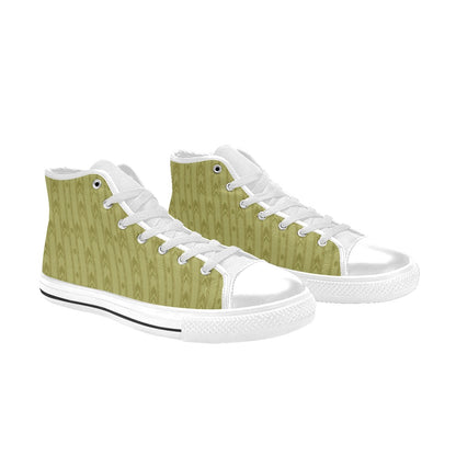 Liminal Horror High-Tops | Yellow Wallpaper Sneakers Kids' High Top Canvas Shoes-4 Sides (Model 017)