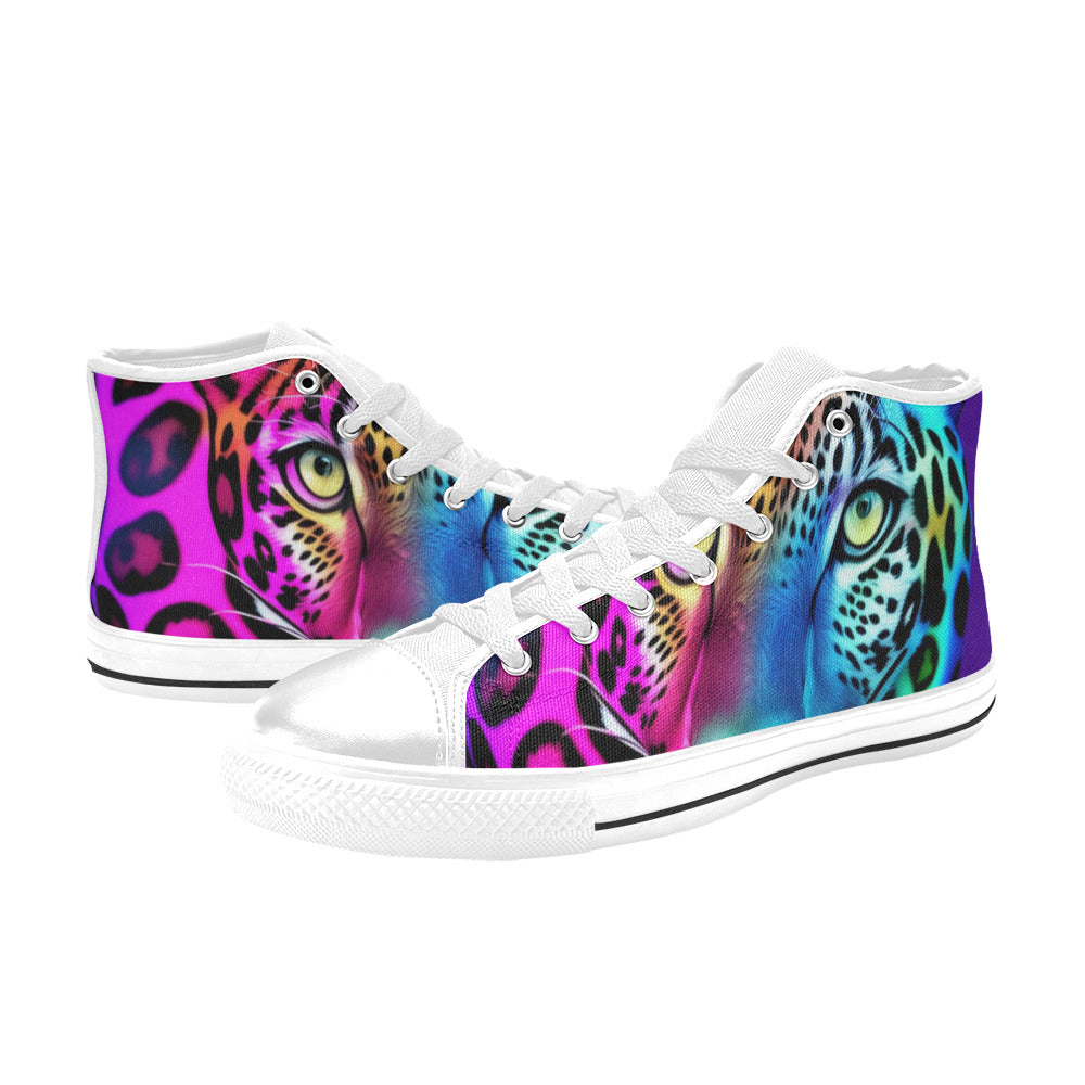 MEN'S Colored Leopard Print Art High Top Canvas Vivid Shoes