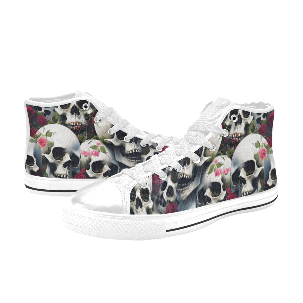 MEN'S Rose Skulls Dark 2 High Top Canvas Y2K Custom Shoes