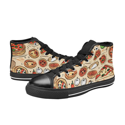 WOMEN'S Planet Pizza Art High Top Canvas Wallpaper Art Custom Sneakers