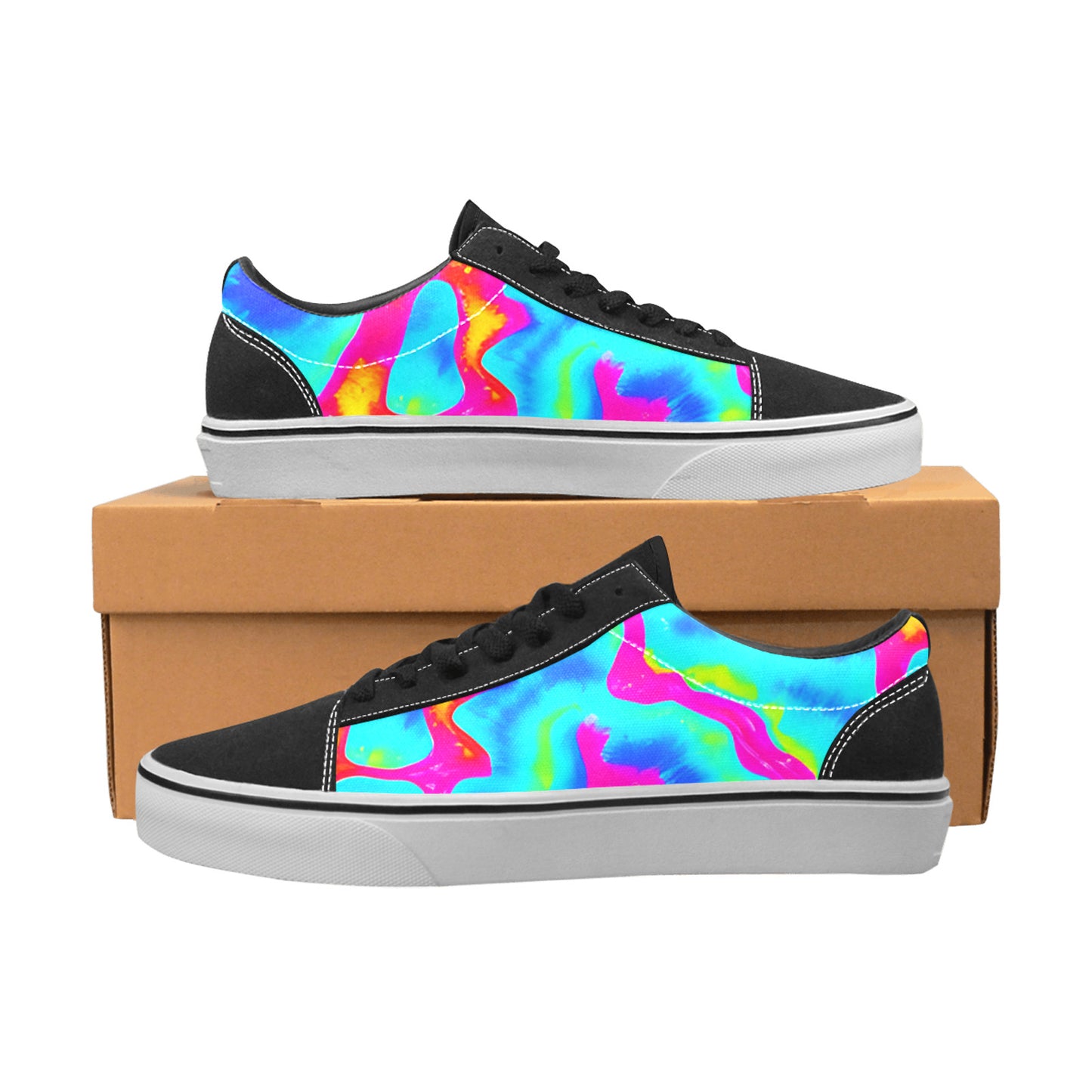 WOMEN'S Tie Dye Splash Retro Low Top Skateboarding Cottagecore Custom Shoes