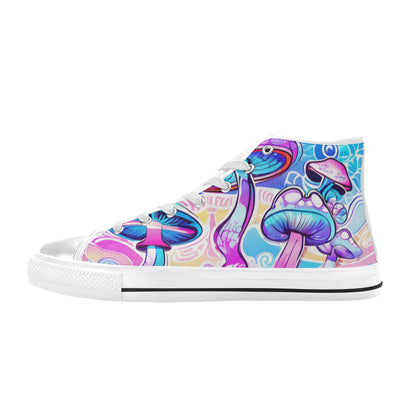 WOMEN'S Magic Mushrooms Art 4 High Top Canvas Grunge Custom Sneakers