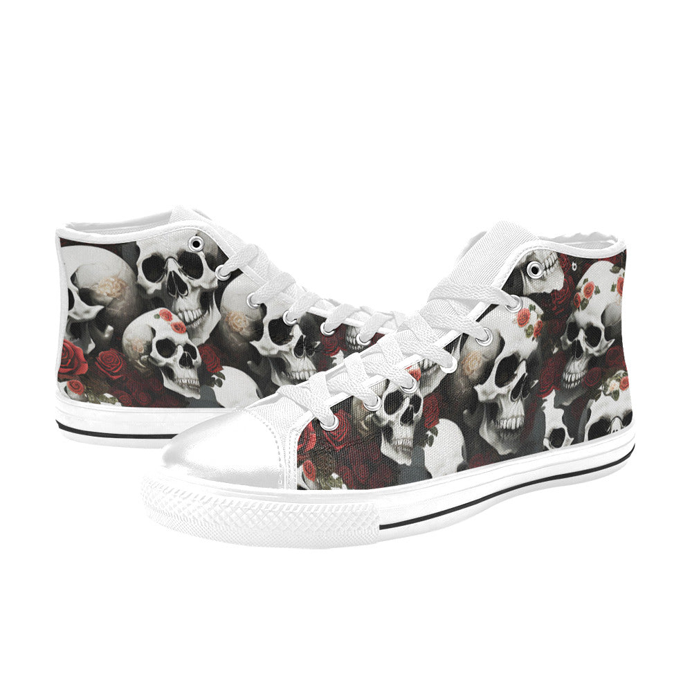 WOMEN'S Rose Skulls Dark 3 High Top Canvas Surreal Sneakers