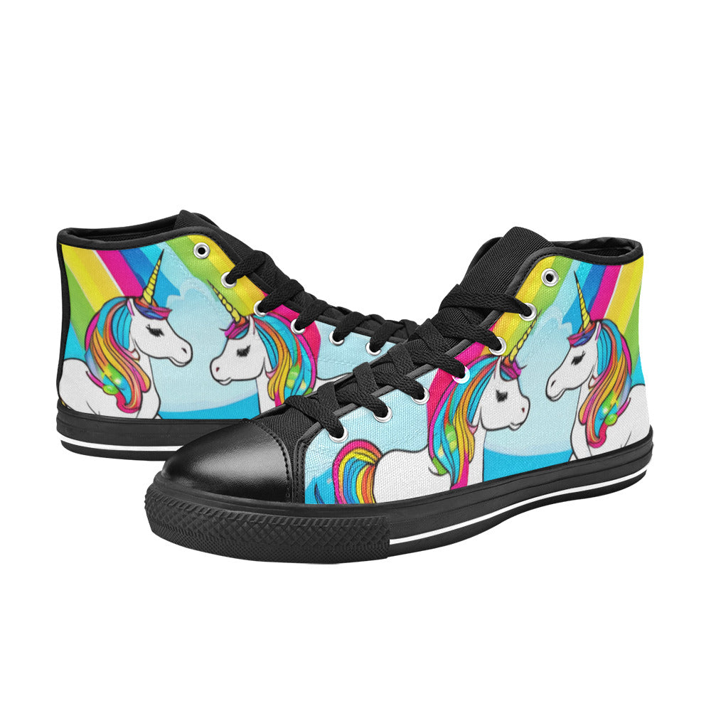 WOMEN'S Abstract Unicorns Art High Top Canvas Wallpaper Art Custom Sneakers