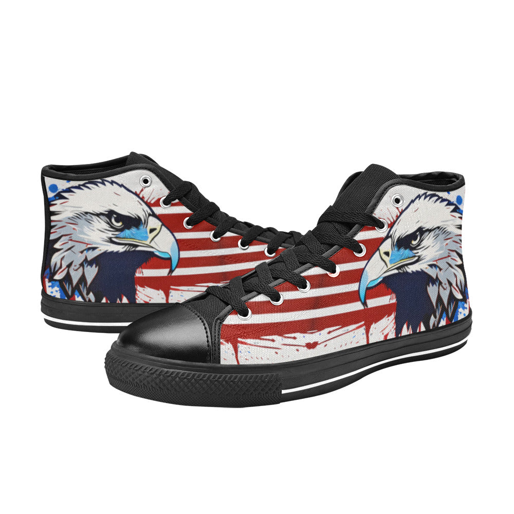 WOMEN'S Patriotic Eagle Art High Top Canvas Vivid Custom Sneakers