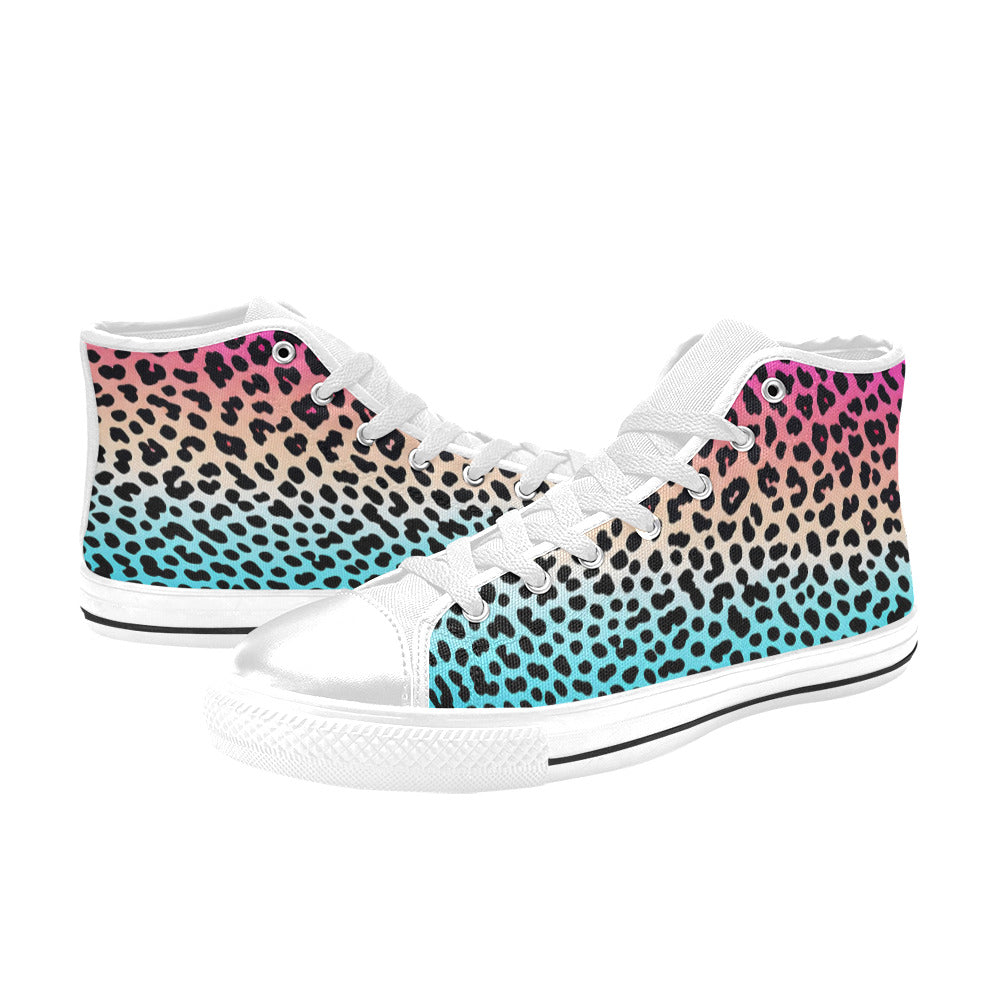 WOMEN'S Gradient Leopard Print High Top Canvas Aesthetic Shoes
