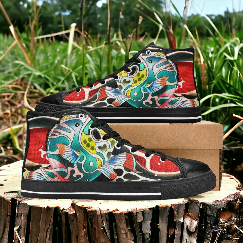 Cherry Blossom Dark Cosmic Wearable MEN Bold Art - Freaky Shoes | Custom Art Sneakers