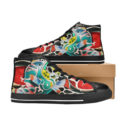 WOMEN'S Japanese Fish Art 4 High Top Canvas Y2K Custom Sneakers
