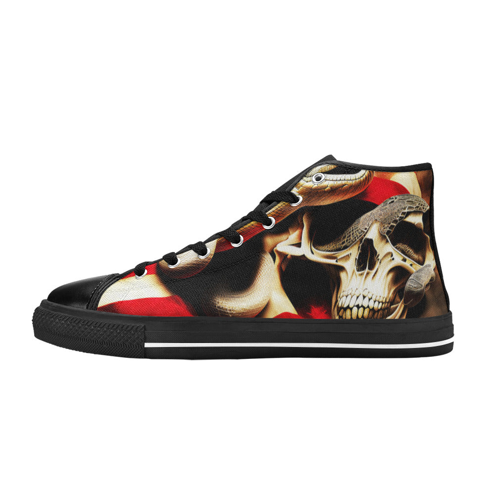 MEN'S Cc Patriotic Usa Flag High Top Canvas Dark Academia Custom Shoes