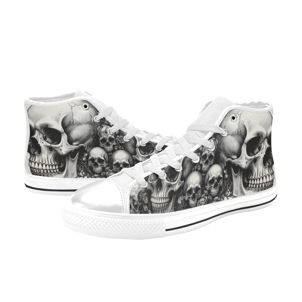 Dark Skull Women's Gothic Art High Top Canvas Shoes | Freaky Shoes®