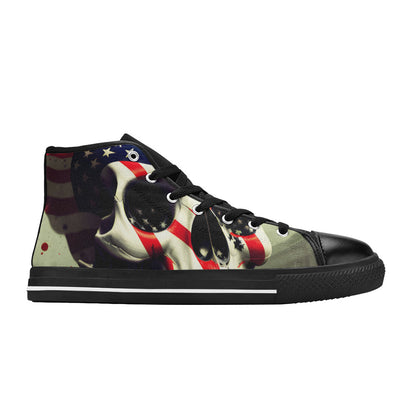 WOMEN'S Patriotic Skull Flag High Top Canvas Dreamcore Custom Shoes