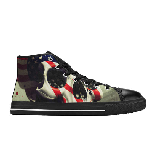 WOMEN'S Patriotic Skull Flag High Top Canvas Dreamcore Custom Shoes