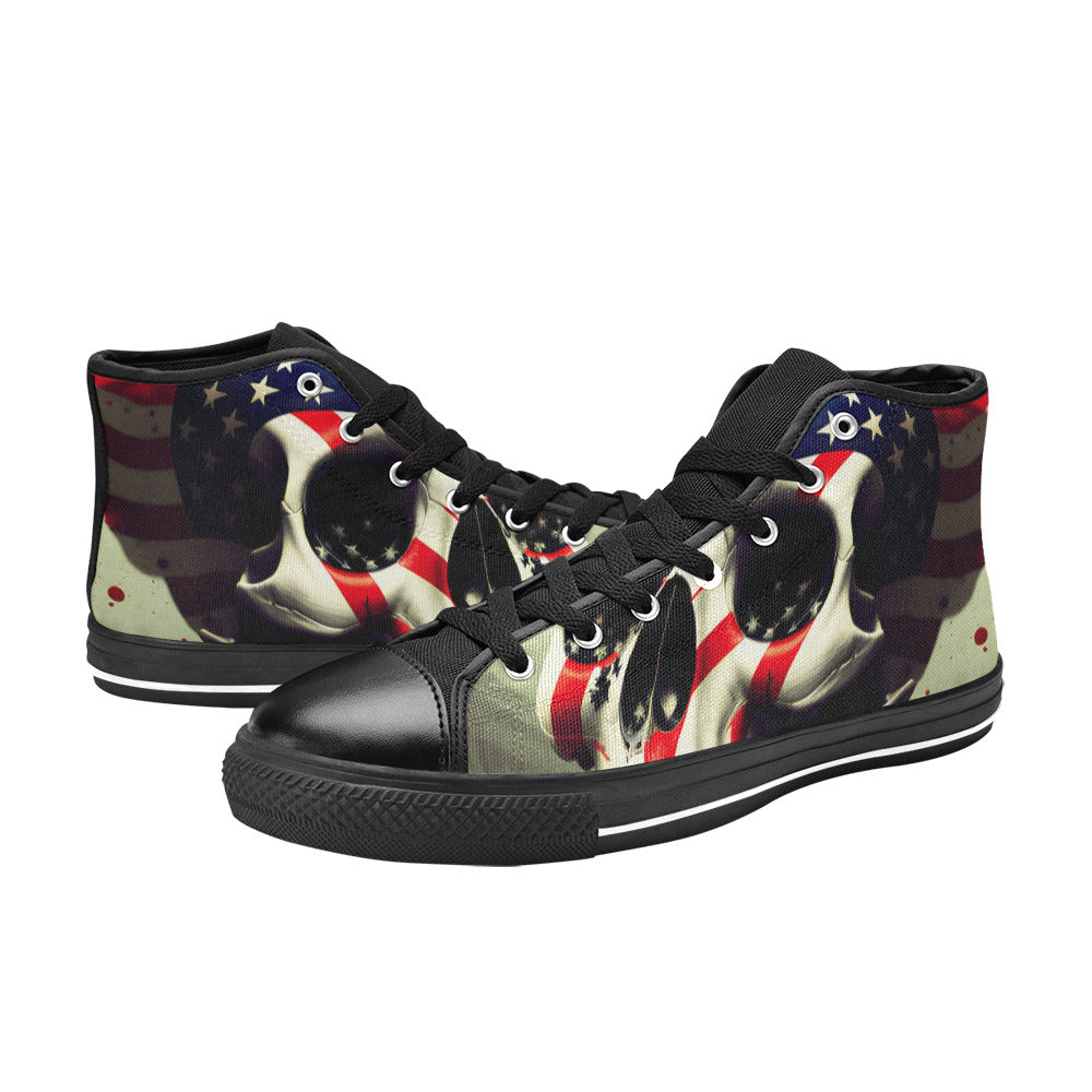 WOMEN'S Patriotic Skull Flag High Top Canvas Dreamcore Custom Shoes