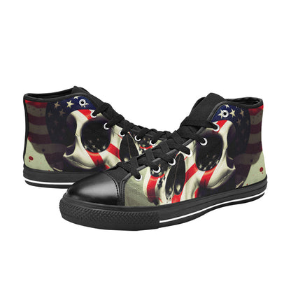 WOMEN'S Patriotic Skull Flag High Top Canvas Dreamcore Custom Shoes