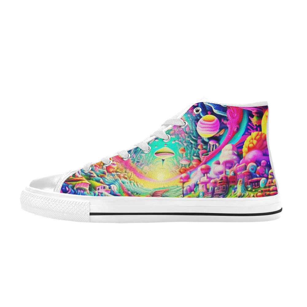 MEN'S Trippy World Art 8 High Top Canvas Vivid Sneakers