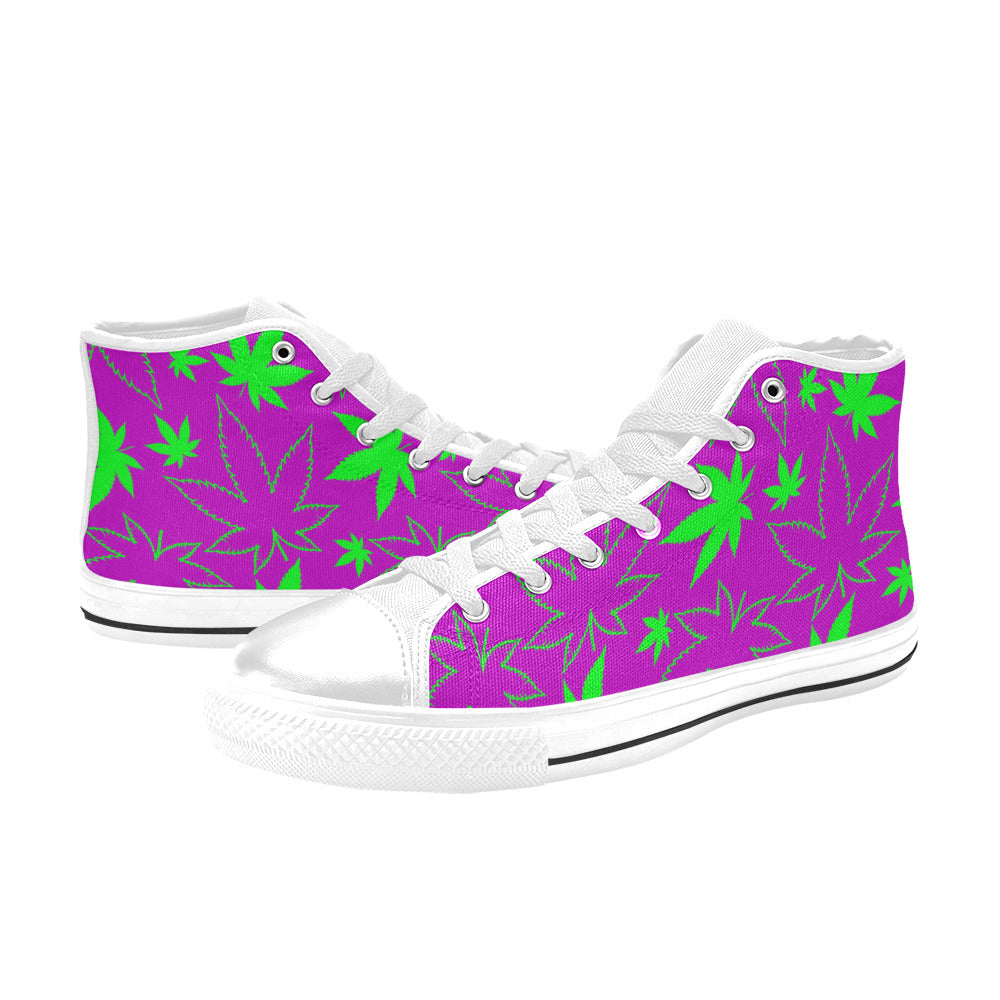 WOMEN'S Cc Weed 420 Art High Top Canvas Vibrant Chaos Custom Sneakers