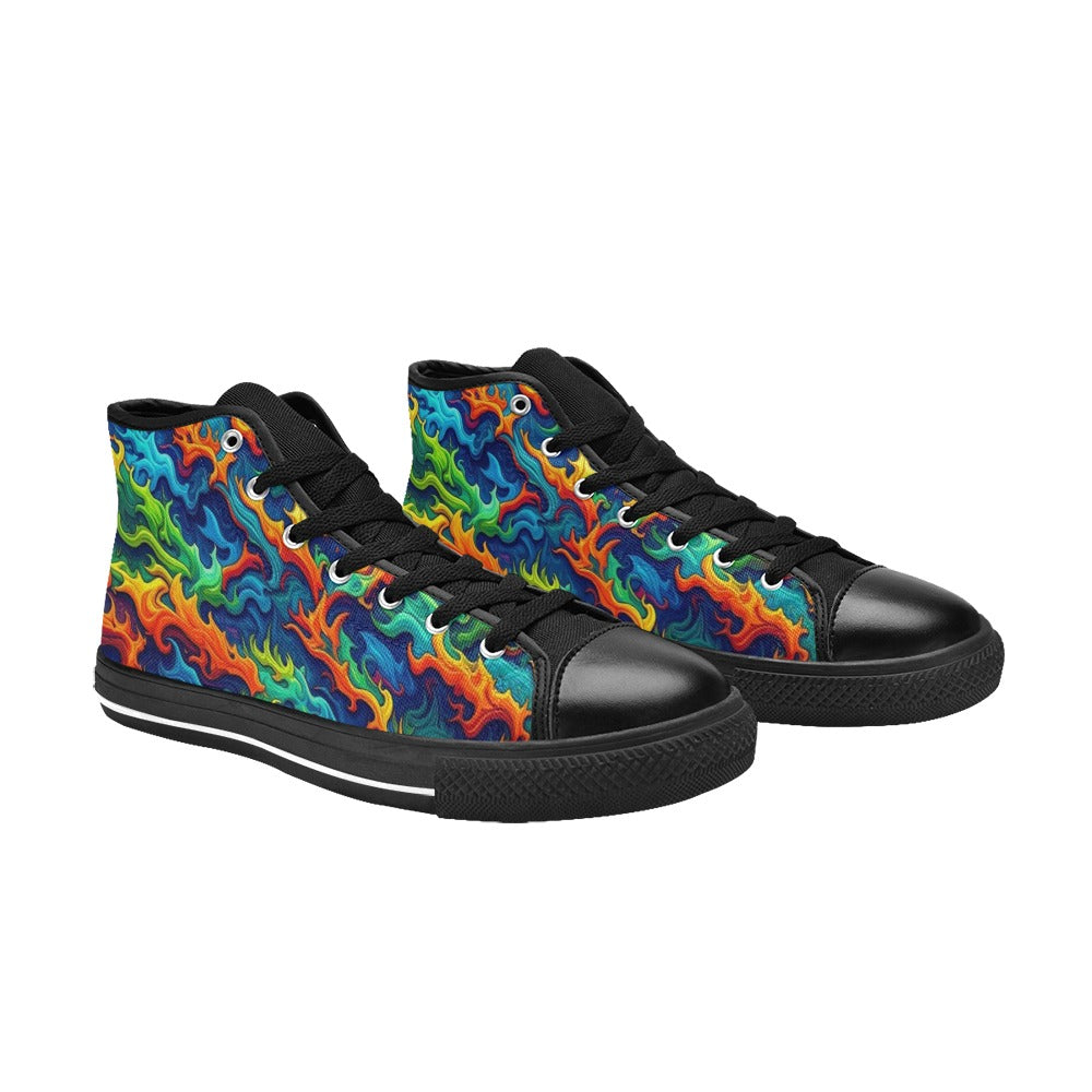 WOMEN'S Psychedelic Camo Rhythm High Top Canvas Y2K Sneakers