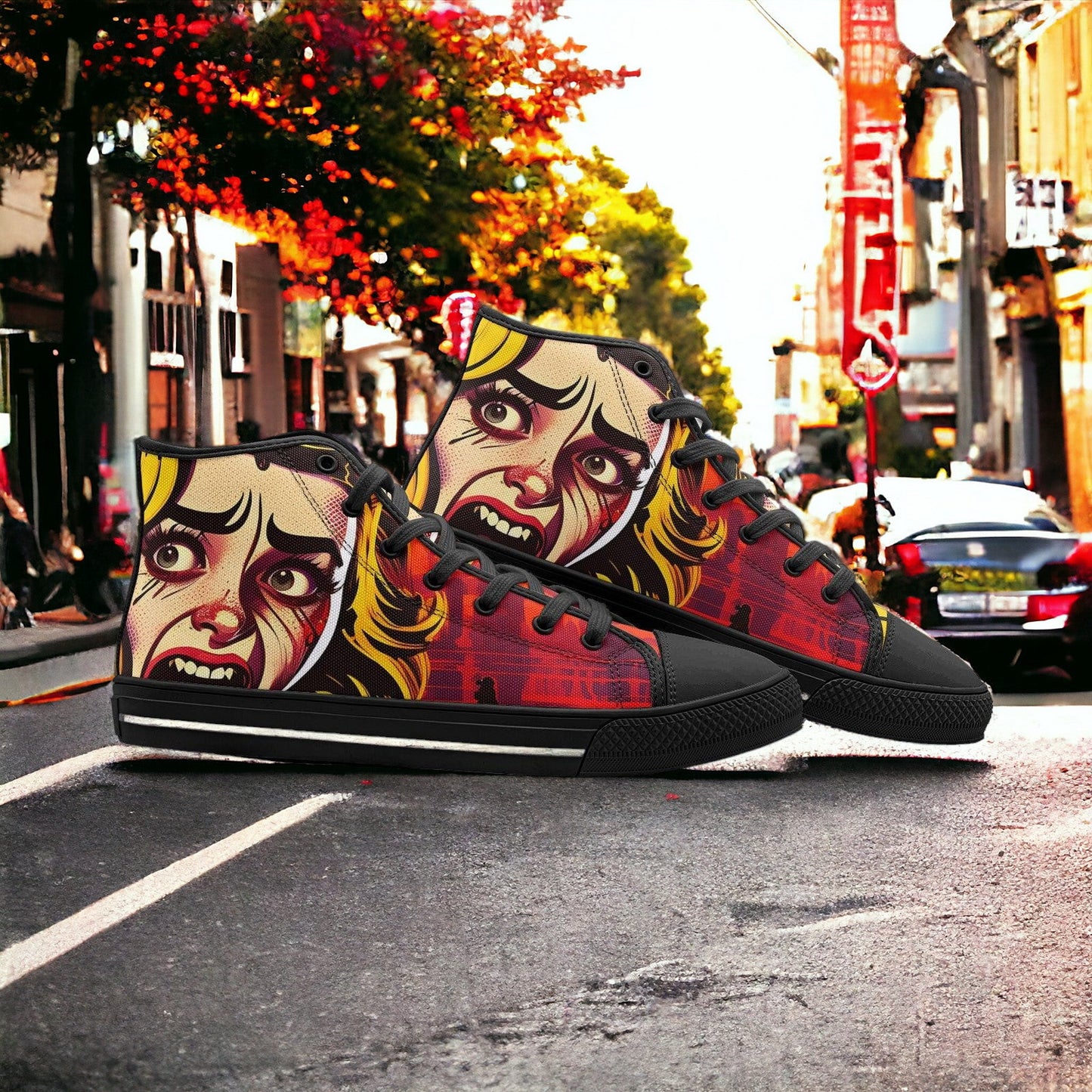 Butterfly Rainbow Magenta Gold Custom Bold Art - Freaky Shoes | Custom Art Sneakers