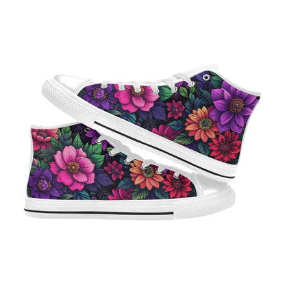 WOMEN'S Trippy Floral Chaos High Top Canvas Neon Fantasy Sneakers