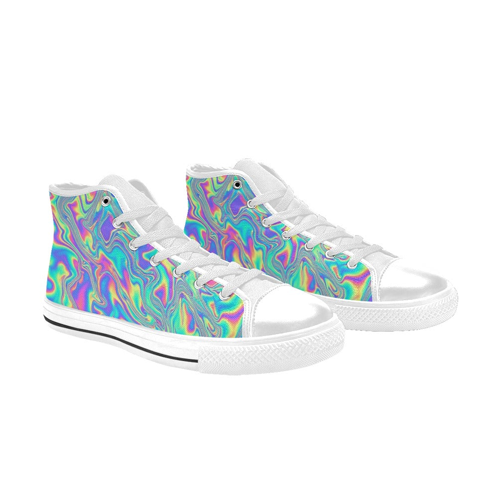 WOMEN'S Holographic Tribal Blaze 4 High Top Canvas Grunge Custom Shoes