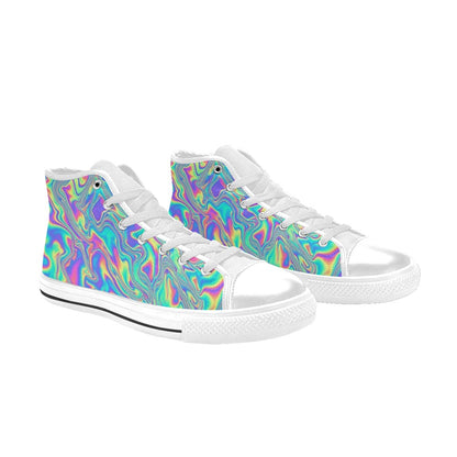 WOMEN'S Holographic Tribal Blaze 4 High Top Canvas Grunge Custom Shoes