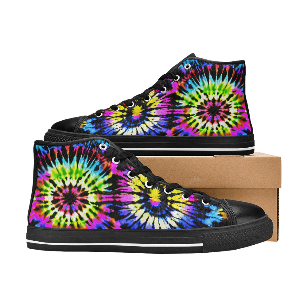 WOMEN'S Cc Tie Dye Art High Top Canvas Vibrant Chaos Shoes