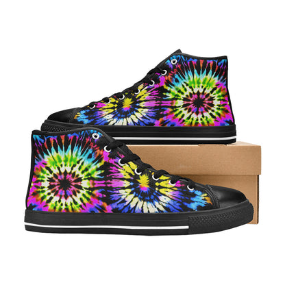 WOMEN'S Cc Tie Dye Art High Top Canvas Vibrant Chaos Shoes
