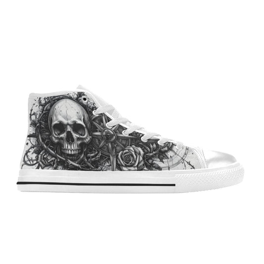 MEN'S Dark Art Skull Rose High Top Canvas Vibrant Chaos Custom Shoes
