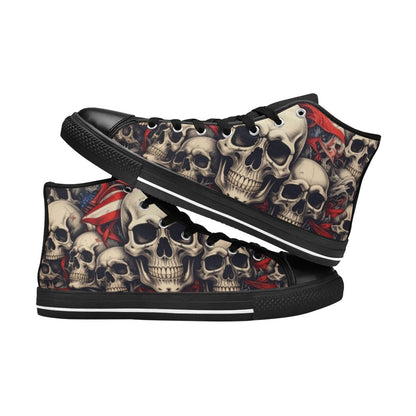MEN'S Patriotic Skull Flag High Top Canvas Y2K Custom Shoes