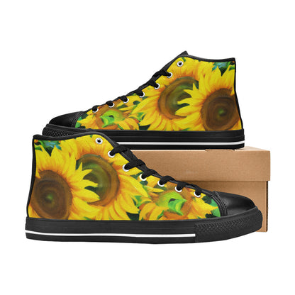 WOMEN'S Sunflowers Art High Top Canvas Vibrant Chaos Shoes