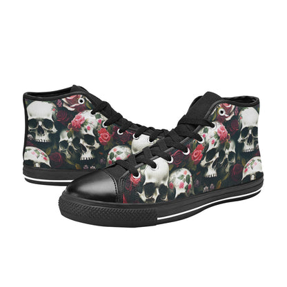 WOMEN'S Rose Skulls Dark 5 High Top Canvas Grunge Custom Shoes