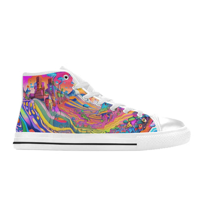MEN'S Trippy World Art 3 High Top Canvas Dark Academia Sneakers