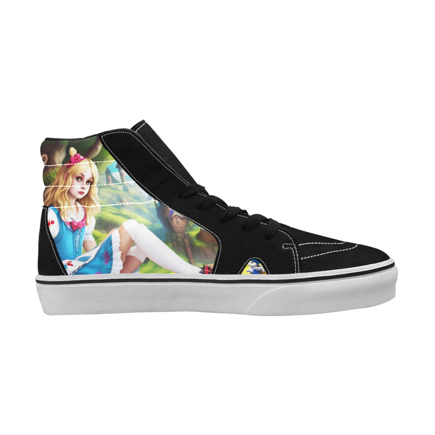 MEN'S Acid Creepy Wonderland Psychedelic High Top Skateboarding Wallpaper Art Custom Shoes