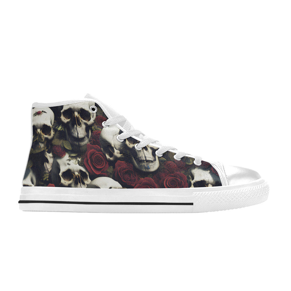 WOMEN'S Rose Skulls Dark High Top Canvas Vibrant Chaos Shoes