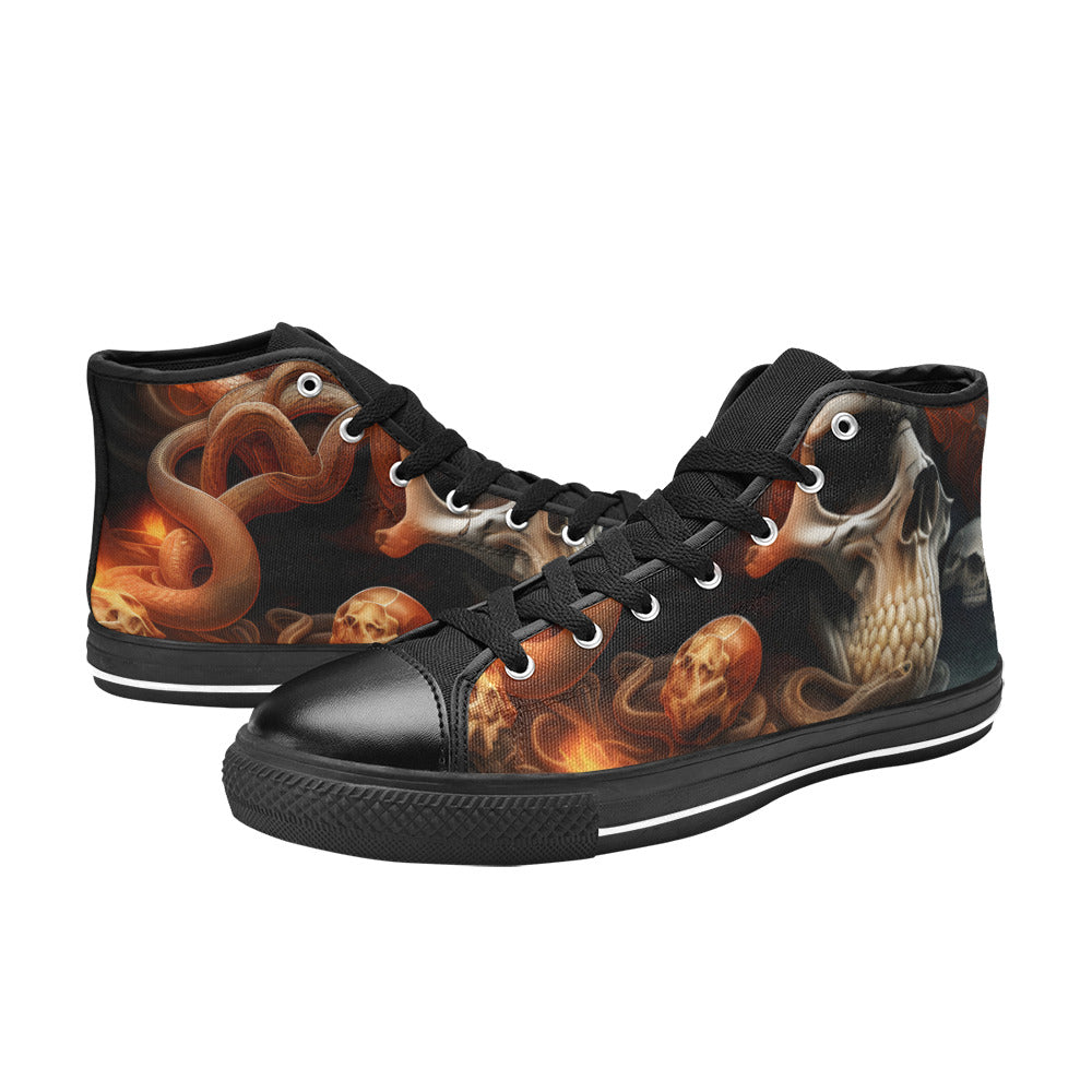 WOMEN'S Cc Snakes Skulls High Top Canvas Vivid Custom Shoes