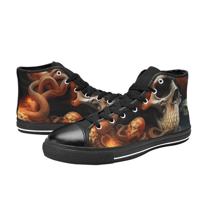WOMEN'S Cc Snakes Skulls High Top Canvas Vivid Custom Shoes