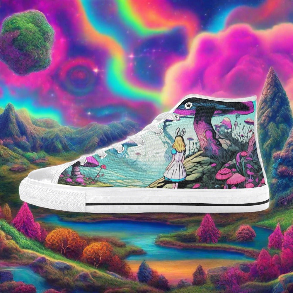 Dragon White Gold Unique WOMEN Bold Art - Freaky Shoes | Custom Art Sneakers