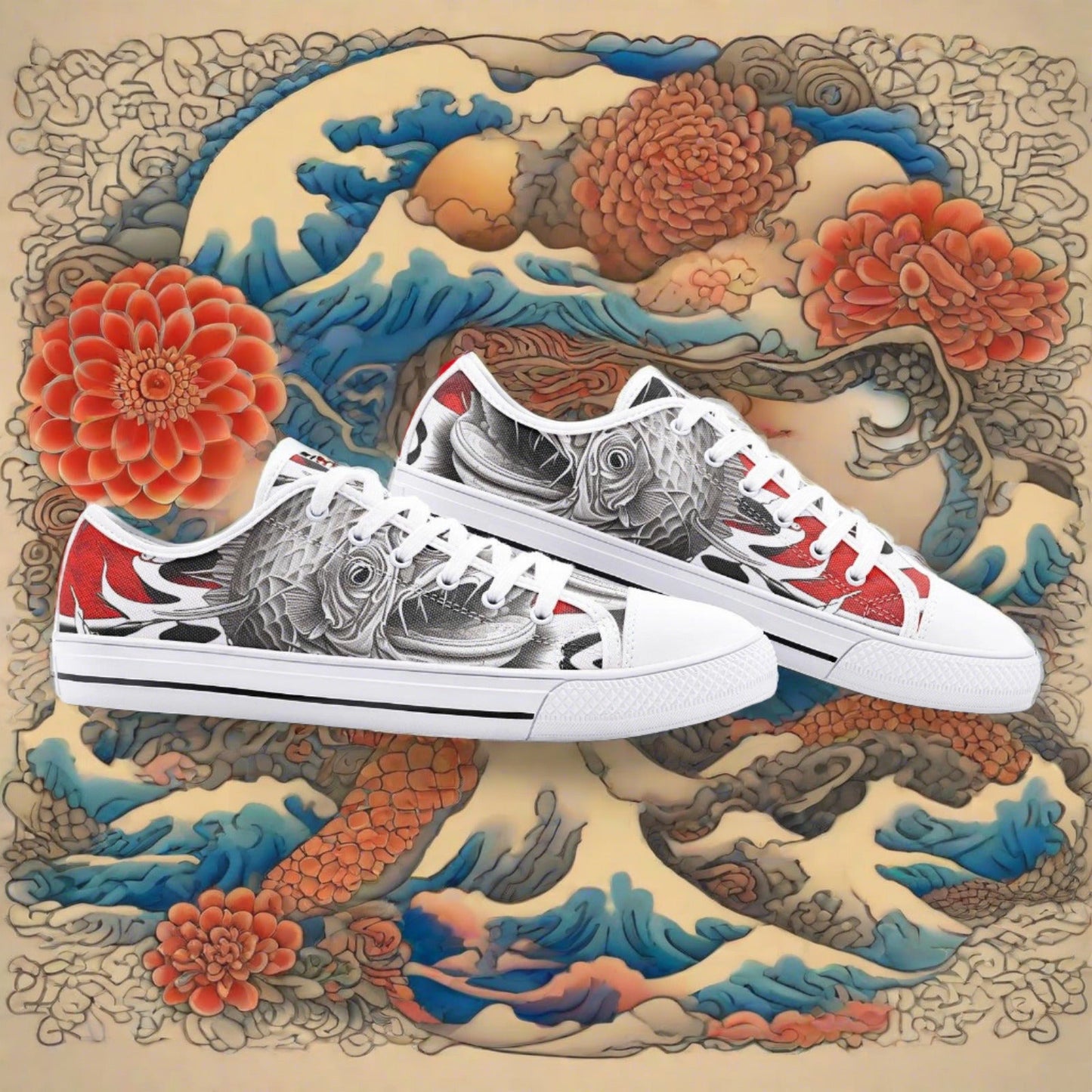 Cherry Blossom Earthy Brown Vivid Bold Art - Freaky Shoes | Custom Art Sneakers
