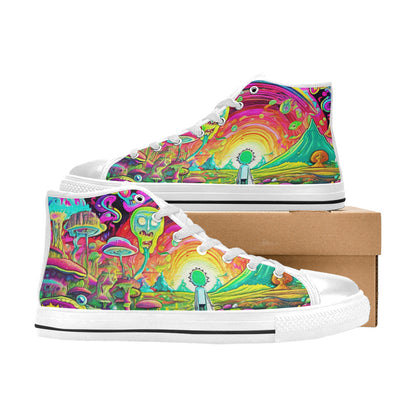 MEN'S Trippy Freestyle Art Designs High Top Canvas Wallpaper Art Shoes