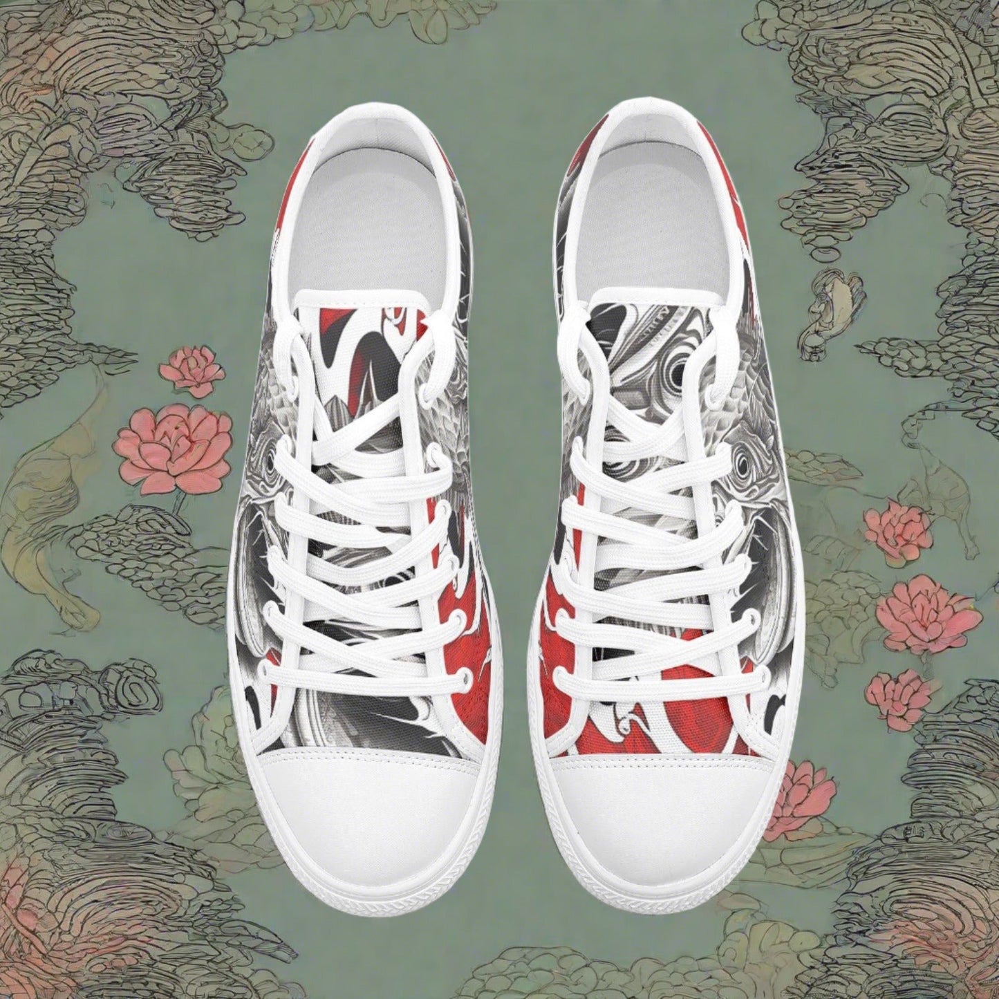 Jellyfish Green Emerald Ornate Bold Art - Freaky Shoes | Custom Art Sneakers