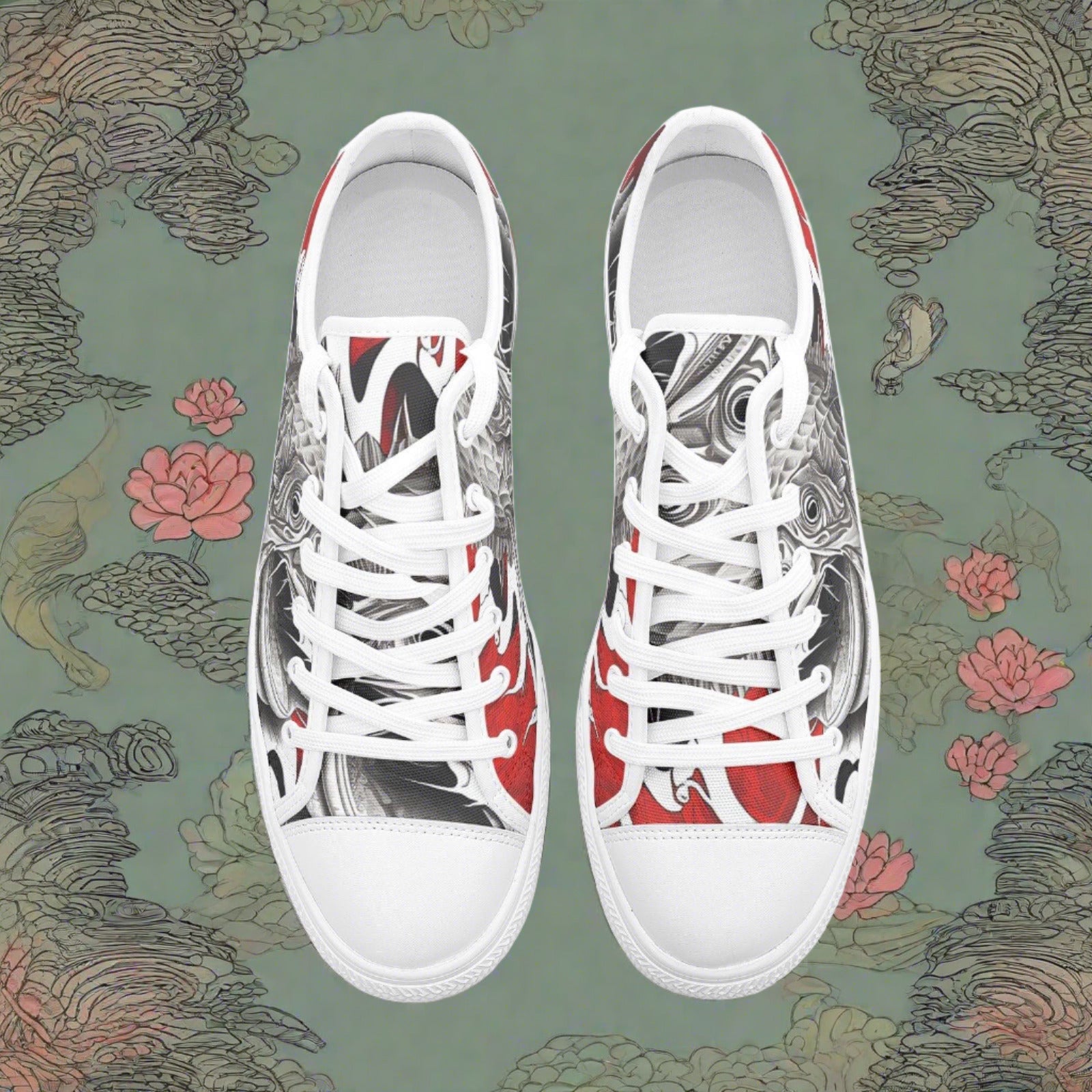 Cherry Blossom Earthy Brown Vivid Bold Art - Freaky Shoes | Custom Art Sneakers