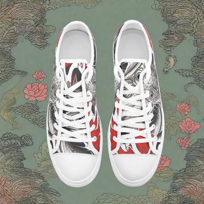 Cherry Blossom Earthy Brown Vivid Bold Art - Freaky Shoes | Custom Art Sneakers