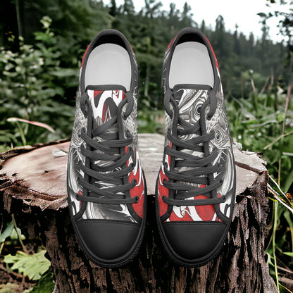 Japanese Fish Art custom high-top canvas shoes — wearable art by Freaky Shoes