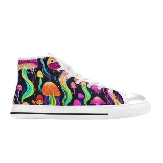 WOMEN'S Jellyfish Vibrant Mushroom Art High Top Canvas Wallpaper Art Custom Shoes