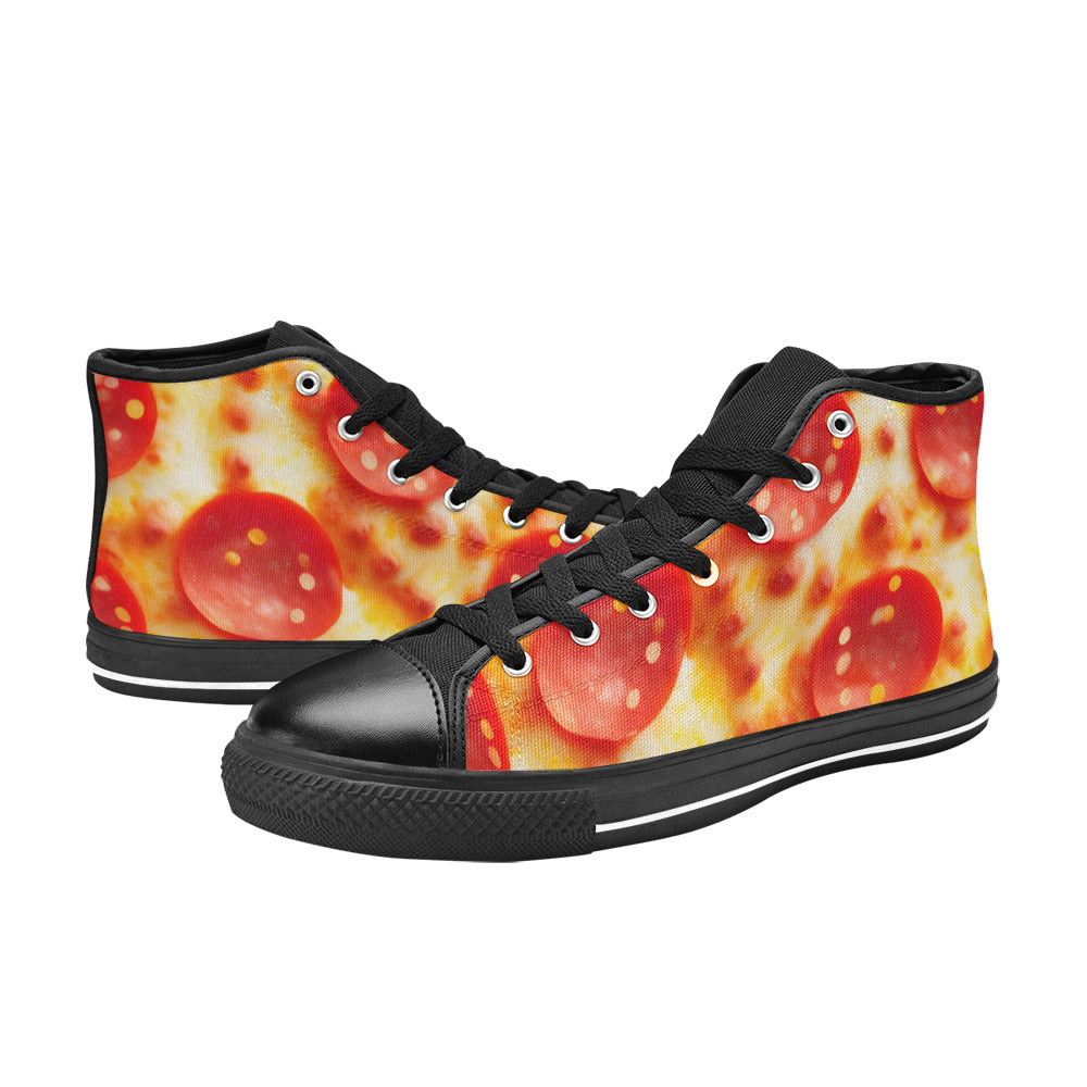 WOMEN'S Cc Pepperoni Pizza Cheese High Top Canvas Y2K Custom Shoes