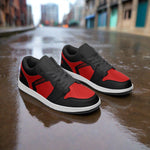 Freaky Shoes® Red & Black Unisex Low Top Δερμάτινα αθλητικά παπούτσια