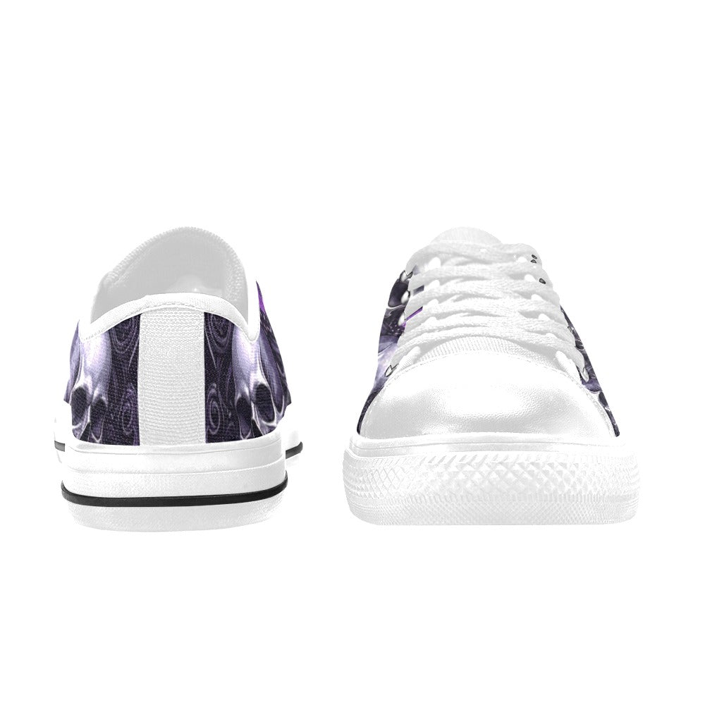 WOMEN'S Skull Butterfly Purple Iridescent Low Top Canvas Dreamcore Custom Shoes