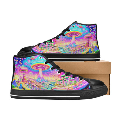 MEN'S Trippy World Art 5 High Top Canvas Vivid Sneakers